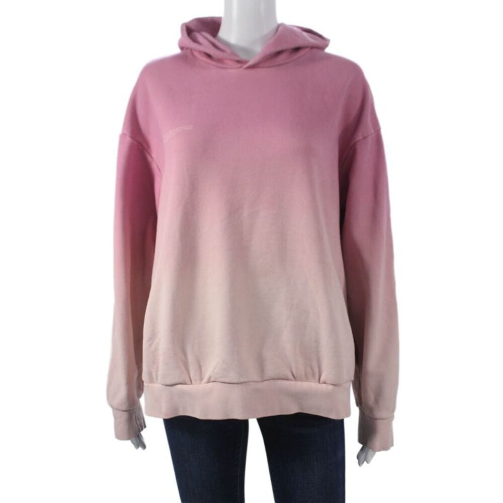 Pangaia Women Pullover Hoodie Pink Colorblock Viscose Long Sleeve Size M